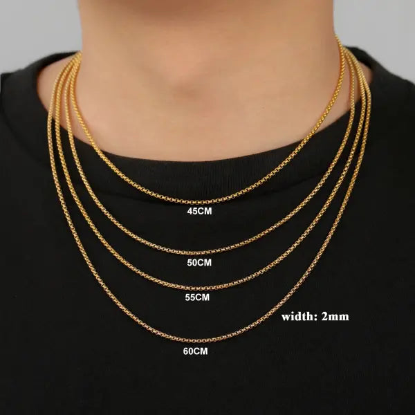 Stainless Steel Box Chain Necklace for Unisex (2-7mm) Punk Jewelry