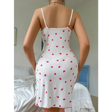 Sleepwear Women’s Sexy Nightdress Night Gown Lace Trim Camisole Bow Heart Print Sleeveless Sleep Dress Pajamas Night
