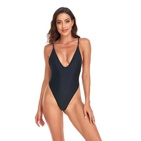 Sleeveless Deep V Bodysuit Romper – Fashionable & Sexy Swimsuit