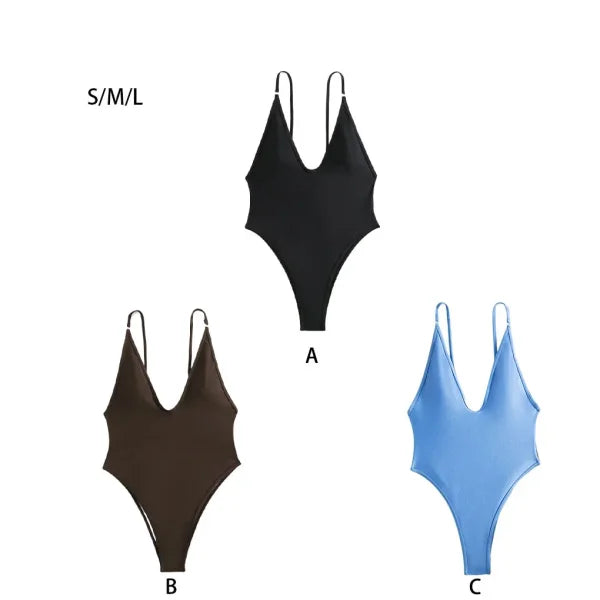 Sleeveless Deep V Bodysuit Romper – Fashionable & Sexy Swimsuit