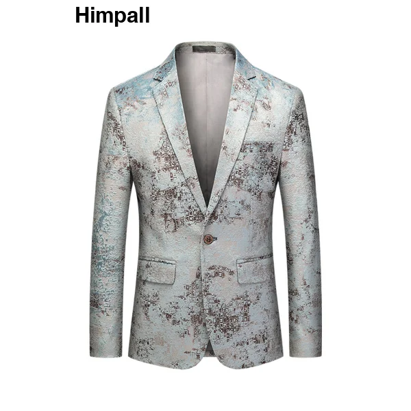 Stylish men’s slim collar type blazer in light blue and gray abstract pattern design