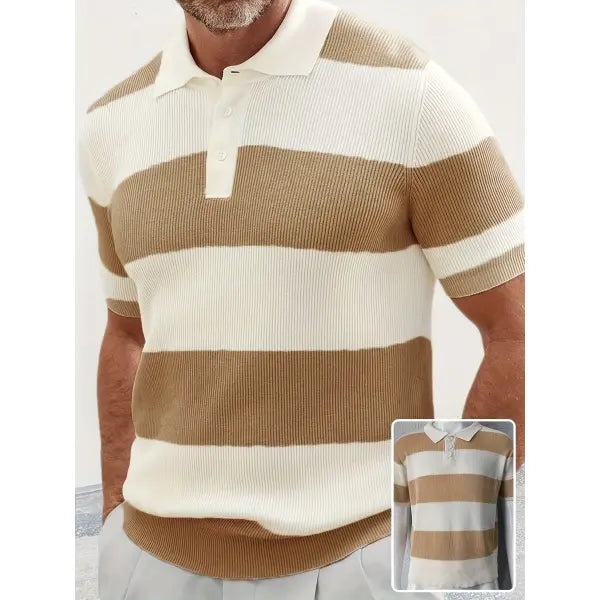 Slim Fit Lapel Sweater Acrylic Fabric Casual Summer Wear - Beige / 2XL - None