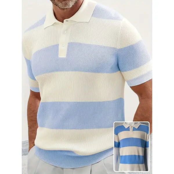 Slim Fit Lapel Sweater Acrylic Fabric Casual Summer Wear - Blue / 2XL - None