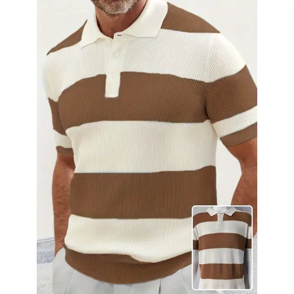 Slim Fit Lapel Sweater Acrylic Fabric Casual Summer Wear - Coffee / 2XL - None