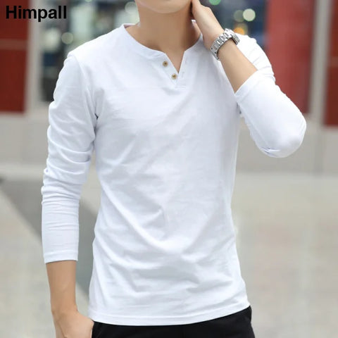 New Long Sleeve Autumn Linen T Shirts Male Casual Men Top - White / 2XL