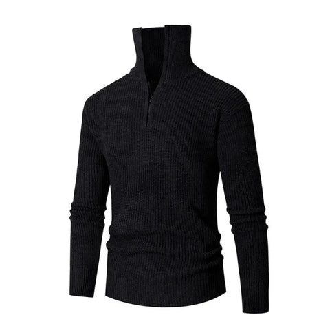 Fall Winter Men Thermal Slim Fit Base Sweater Shirts Leisure - Black / 2XL