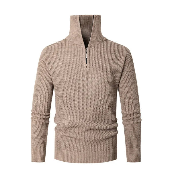 Fall Winter Men Thermal Slim Fit Base Sweater Shirts Leisure - Khaki / 2XL
