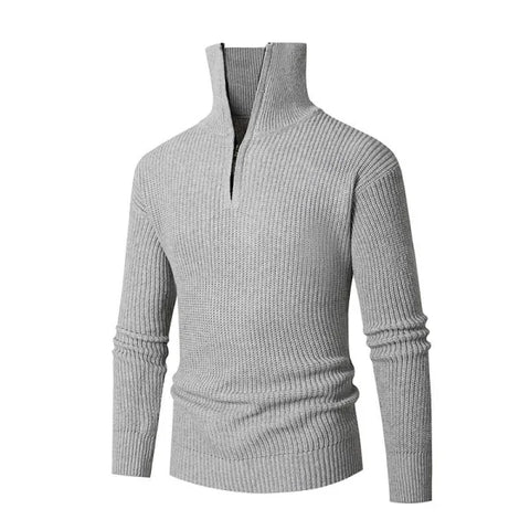 Fall Winter Men Thermal Slim Fit Base Sweater Shirts Leisure - Light Gray / 2XL