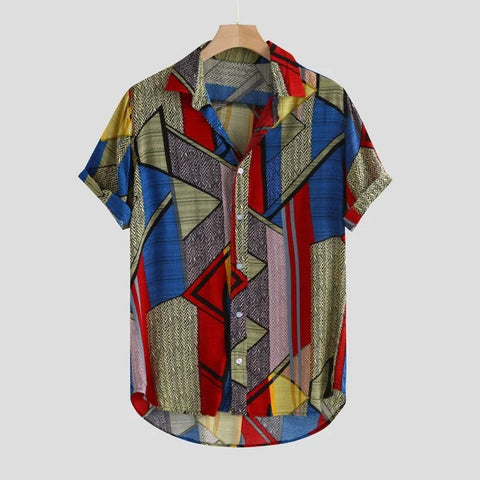 Hawaii Shirts Men Hip Hop Printing Shirts - Red / 2XL