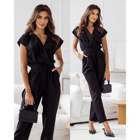 Slimming Jumpsuit - Trendy Women’s Fashion for a Sleek Look - Black / 2XL