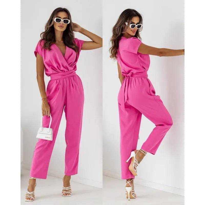 Slimming Jumpsuit - Trendy Women’s Fashion for a Sleek Look - Rose Red / 2XL