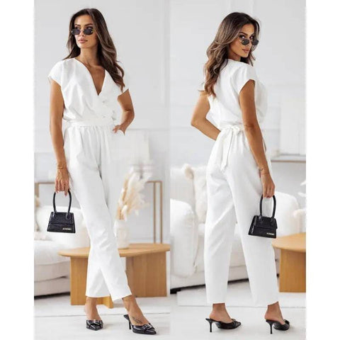 Slimming Jumpsuit - Trendy Women’s Fashion for a Sleek Look - White / 2XL