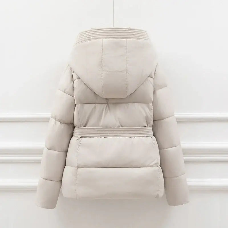 Slimming ort down Cotton Jaet Women’s Thiened Winter Coat with Hood Dstring Waist Sli Outerwear for Ladies