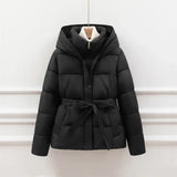 Slimming ort down Cotton Jaet Women’s Thiened Winter Coat with Hood Dstring Waist Sli Outerwear for Ladies - 2xl 【