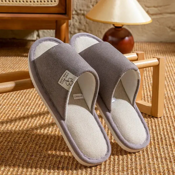 Slippers for Men，Non-Slip Soft-Soled Indoor House Slippers for Spring&Summer All-Season Linen Home Comfortable Slippers