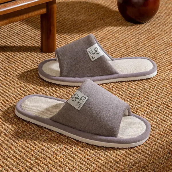 Slippers for Men，Non-Slip Soft-Soled Indoor House Slippers for Spring&Summer All-Season Linen Home Comfortable Slippers
