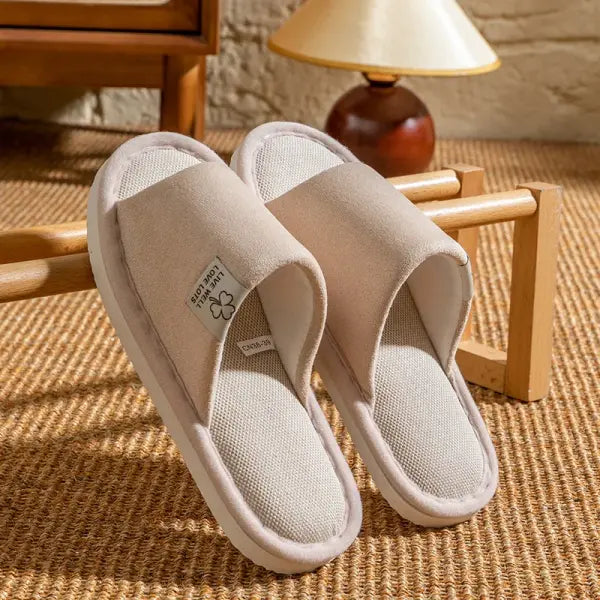Slippers for Men，Non-Slip Soft-Soled Indoor House Slippers for Spring&Summer All-Season Linen Home Comfortable Slippers