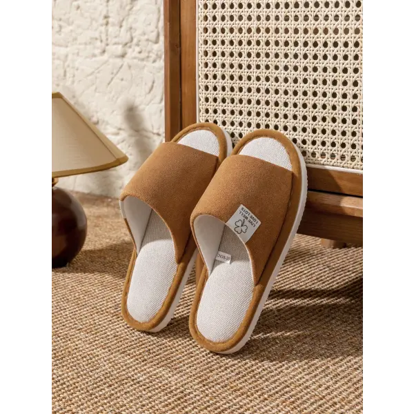 Slippers for Men，Non-Slip Soft-Soled Indoor House Slippers for Spring&Summer All-Season Linen Home Comfortable Slippers