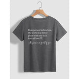 Slogan Printed Round Neck T-shirt in Multiple Sizes for Casual Style - Dark Grey / 2XL - None