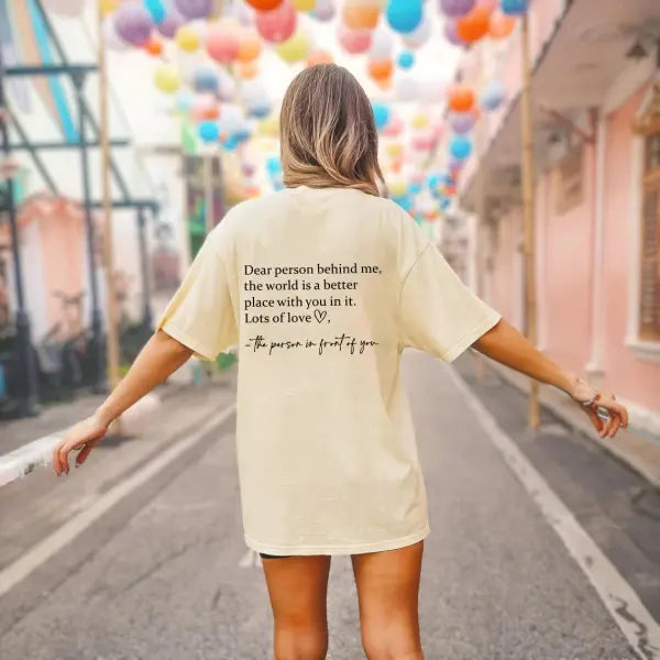 Slogan Printed Round Neck T-shirt in Multiple Sizes for Casual Style - Beige / 2XL - None