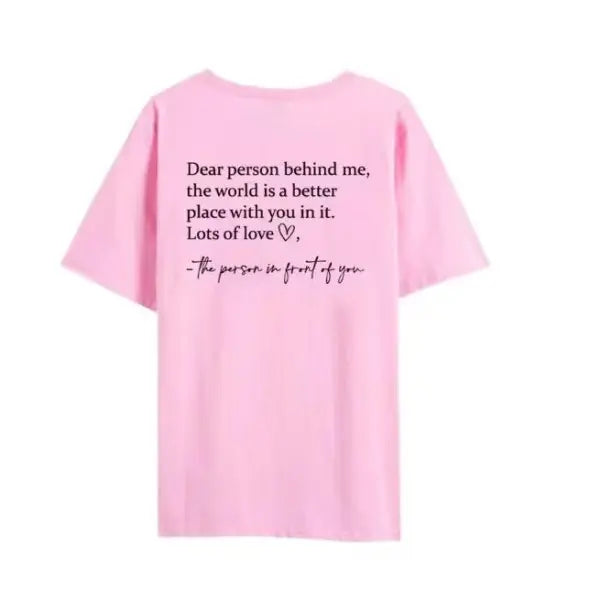 Slogan Printed Round Neck T-shirt in Multiple Sizes for Casual Style - Pink / 2XL - None