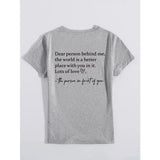 Slogan Printed Round Neck T-shirt in Multiple Sizes for Casual Style - Grey / 2XL - None