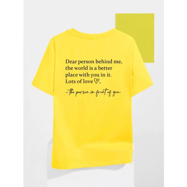Slogan Printed Round Neck T-shirt in Multiple Sizes for Casual Style - Yellow / 2XL - None