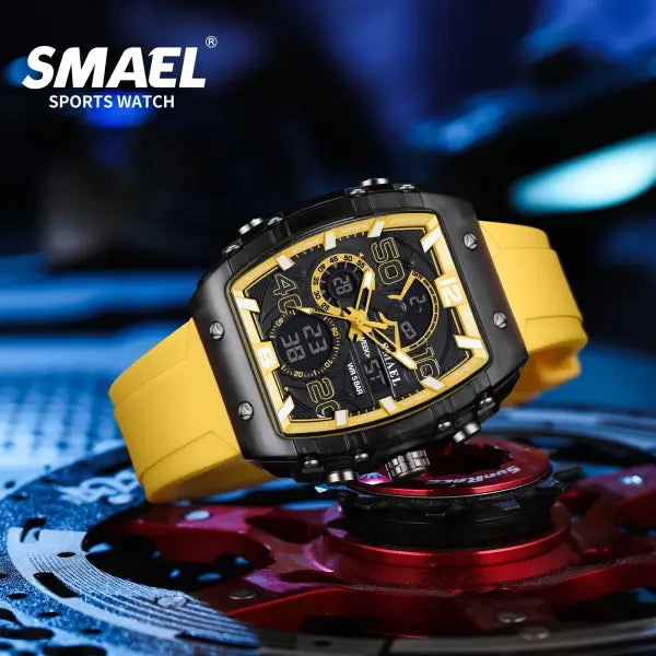Waterproof Dual Display Sports Watch with Silicone Band for Men