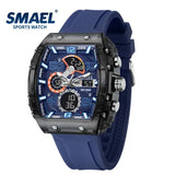 Waterproof Dual Display Sports Watch with Silicone Band for Men