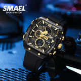 Waterproof Dual Display Sports Watch with Silicone Band for Men