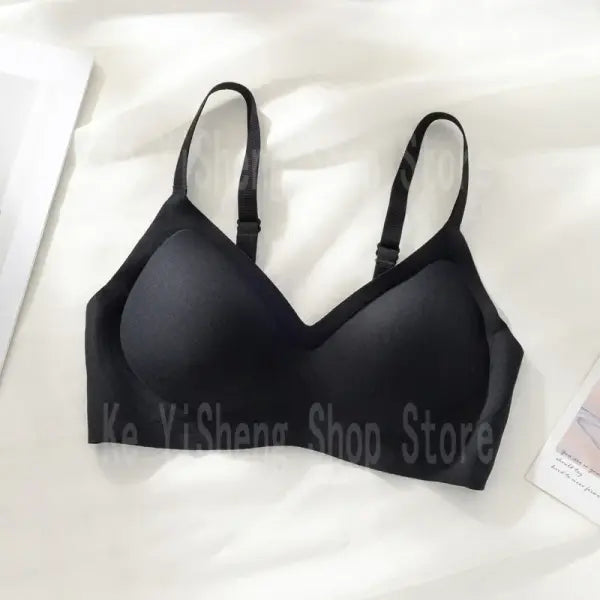 Small breast seamless bra Women’s small breast push-up comfortable non-underwire soft support closed breast bra - Black