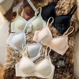 Small Breast Seamless Push-Up Bra - Wireless Soft Support Bralette - Comfortable ’No-Gap’ Gathered Bra for Petite Busts