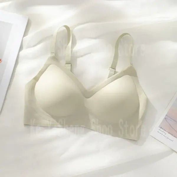 Small breast seamless bra Women’s small breast push-up comfortable non-underwire soft support closed breast bra - Grass