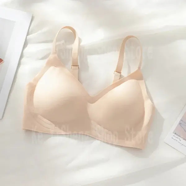 Small breast seamless bra Women’s small breast push-up comfortable non-underwire soft support closed breast bra - khaki