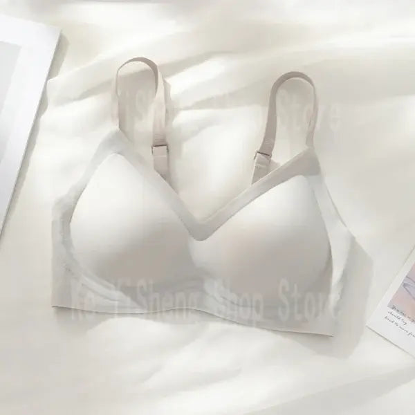 Small breast seamless bra Women’s small breast push-up comfortable non-underwire soft support closed breast bra - gray