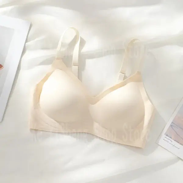 Small breast seamless bra Women’s small breast push-up comfortable non-underwire soft support closed breast bra - white