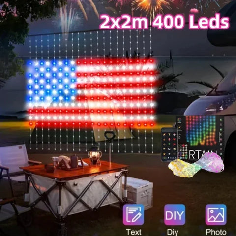 Smart Curtain Lights with Bluetooth App Control and 400 LED Features
