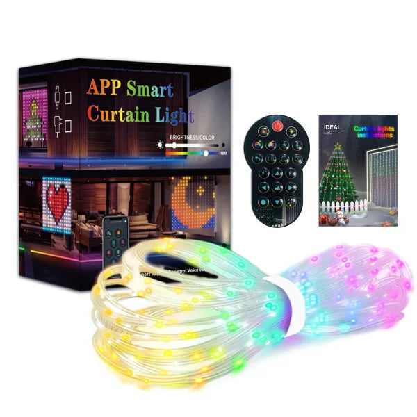 Smart Curtain Lights with Bluetooth App Control and 400 LED Features - 1.6mx1.6m 256leds