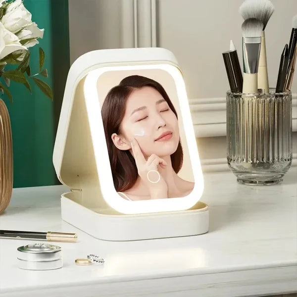 Smart LED Makeup Bag with Mirror Lights – Large Capacity Travel Cosmetic Organizer Case for Women