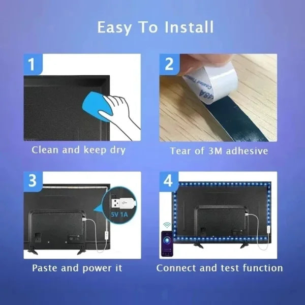 Smart LED Strip Light 5050 RGB USB 5V – Bluetooth APP Control Flexible Tape Light for TV & Festival Backlight - Himpall