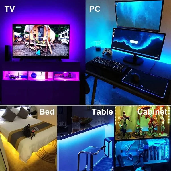 Smart LED Strip Light 5050 RGB USB 5V – Bluetooth APP Control Flexible Tape Light for TV & Festival Backlight - Himpall