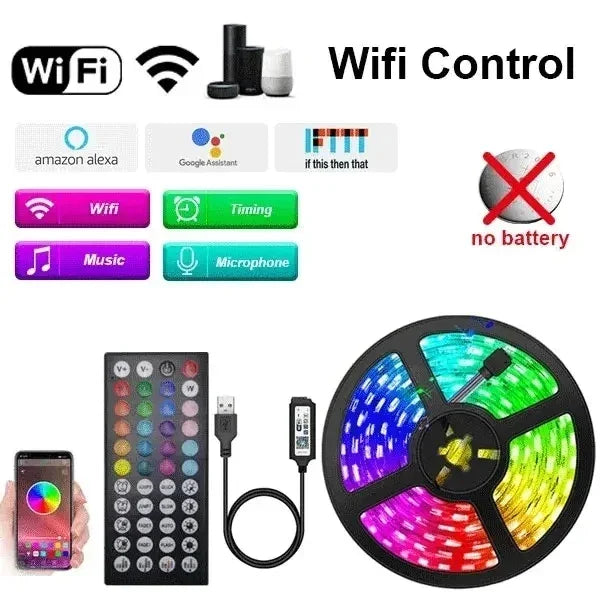 Smart LED Strip Light 5050 RGB USB 5V – Bluetooth APP Control Flexible Tape Light for TV & Festival Backlight - Himpall