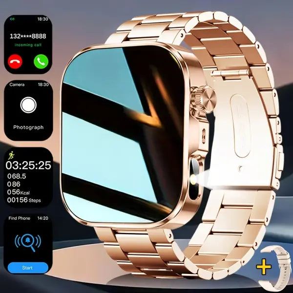 ERUN Smart Watch Fitness Tracker for Daily Health Management - Gold add metal