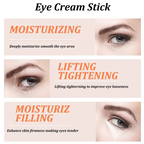 Snail Eye Cream Stick Collagen Fade Fine Lines Wrinkle Lightening Dark Circles Firming Eye Bags Puffiness Moisturizing