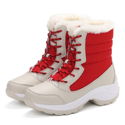 Snow Boots Plush Warm Ankle Boots For Women Winter Shoes - Off red / Size35