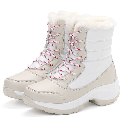 Snow Boots Plush Warm Ankle Boots For Women Winter Shoes - Off white / Size35