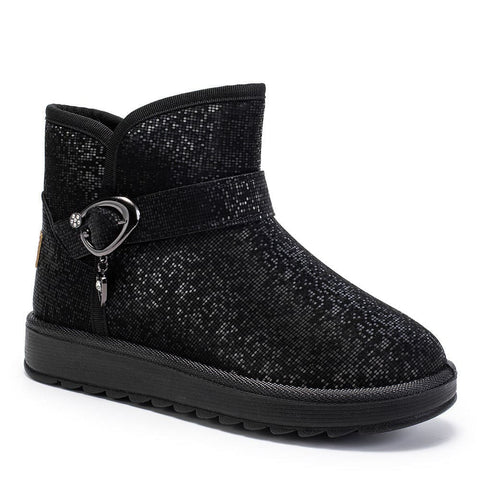 Snow Boots Women Winter Fleece-lined Thicken One Pedal Cotton Shoes Women Ankle Boots - Black / 36