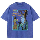 Social Skills Making New Friends Washed Retro Male Women T-Shirts Hip Hop Breathable Tops Casual T Shirt Oversized