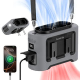 Portable waist fan dual airflow clips emergency flashlight outdoor cooling