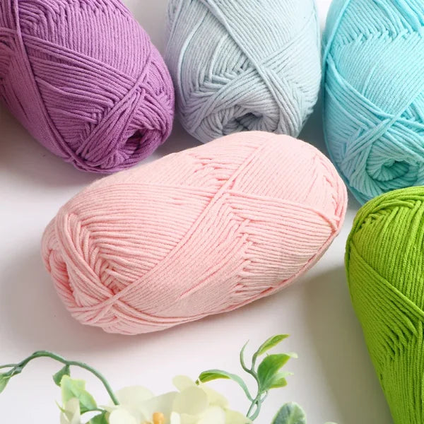 Soft 4ply Milk Cotton Knitting Yarn for Crochet and Sweaters - Himpall